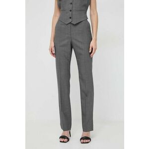 BOSS pantaloni de lână culoarea gri, fason chinos, high waist 50506958 imagine