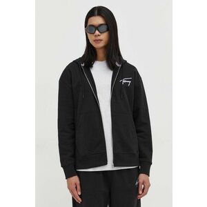 Tommy Jeans hanorac de bumbac bărbați, culoarea negru, cu glugă, uni DM0DM18402 imagine