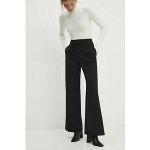 Answear Lab pantaloni femei, culoarea negru, evazati, high waist imagine