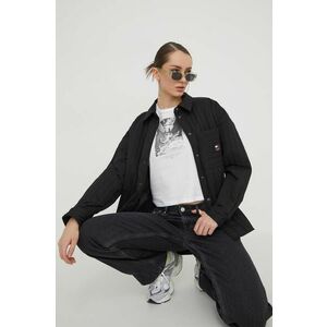 Tommy Jeans geacă cu aspect de cămașă culoarea negru, de tranziție, oversize DW0DW17522 imagine