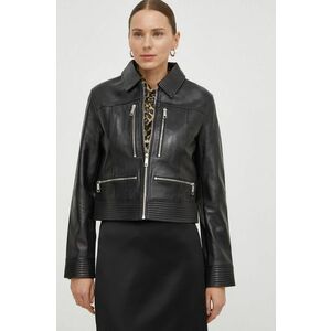 The Kooples geaca de piele femei, culoarea negru, de tranzitie imagine