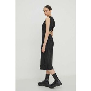 Tommy Jeans rochie culoarea negru, midi, evazați DW0DW17431 imagine