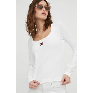 Tommy Jeans longsleeve femei, culoarea alb DW0DW17397 imagine