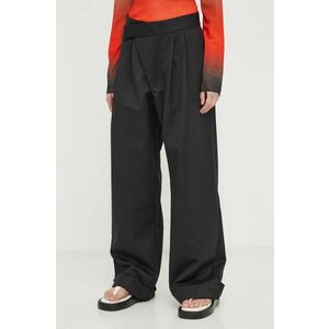 Won Hundred pantaloni din lână culoarea negru, lat, high waist 2695-14221 imagine