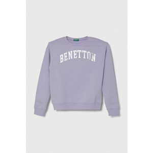 United Colors of Benetton hanorac de bumbac pentru copii culoarea violet, cu imprimeu imagine