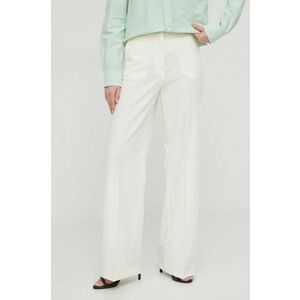 Sisley pantaloni femei, culoarea bej, drept, high waist, 4KVXLF02I imagine