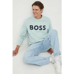 BOSS hanorac de bumbac ORANGE bărbați, culoarea verde, cu imprimeu 50487133 imagine