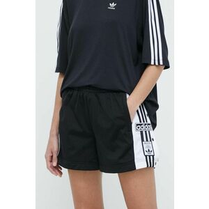 adidas Originals pantaloni scurti Adibreak femei, culoarea negru, cu imprimeu, high waist, IU2518 imagine