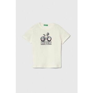 United Colors of Benetton tricou de bumbac pentru copii culoarea bej, cu imprimeu imagine