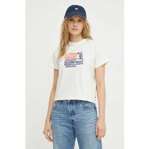 Levi's tricou din bumbac femei, culoarea bej imagine