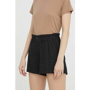 Hollister Co. pantaloni scurti din in culoarea negru, neted, high waist imagine