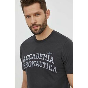 Aeronautica Militare tricou din bumbac barbati, culoarea gri, cu imprimeu imagine