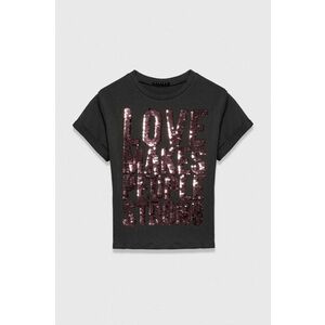 Sisley tricou de bumbac pentru copii culoarea gri imagine