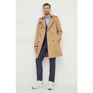 BOSS trench din bumbac culoarea bej, de tranziție, cu două rânduri nasturi 50509585 imagine