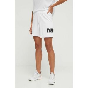 Dkny pantaloni scurti femei, culoarea alb, cu imprimeu, high waist imagine