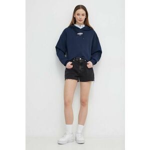 Tommy Jeans bluză femei, culoarea bleumarin, cu glugă, imprimeu DW0DW17797 imagine