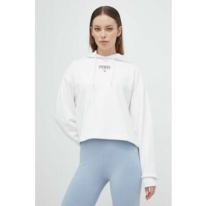 Tommy Jeans bluză femei, culoarea alb, cu glugă, imprimeu DW0DW17797 imagine