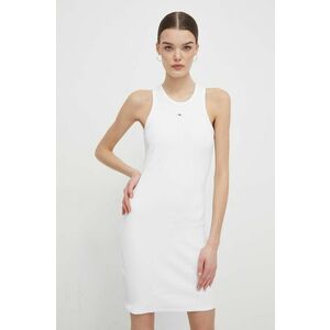 Tommy Jeans rochie culoarea alb, mini, mulată DW0DW17406 imagine