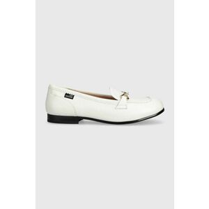 Love Moschino mocasini de piele femei, culoarea alb, cu toc plat JA10091G1IIC5100 imagine