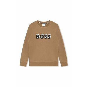 BOSS bluza copii culoarea bej, cu imprimeu imagine