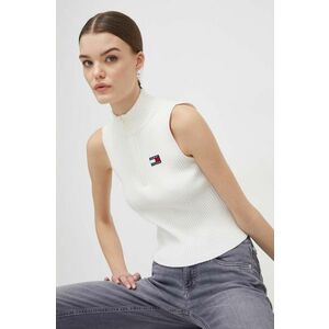 Tommy Jeans top femei, culoarea bej, cu turtleneck DW0DW17754 imagine