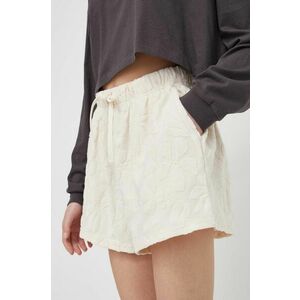 Billabong pantaloni scurti femei, culoarea bej, neted, high waist imagine