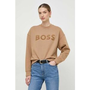 BOSS hanorac de bumbac femei, culoarea bej, cu imprimeu 50508499 imagine