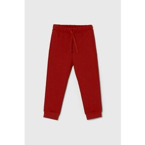 United Colors of Benetton pantaloni de trening din bumbac pentru copii culoarea rosu, neted imagine