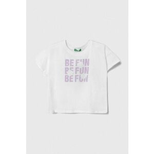 United Colors of Benetton tricou de bumbac pentru copii culoarea alb imagine