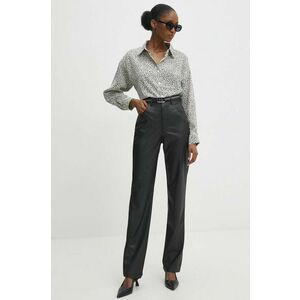 Answear Lab pantaloni femei, culoarea negru, drept, high waist imagine