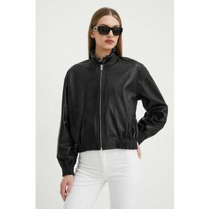 Custommade geaca bomber de piele femei, culoarea negru, de tranzitie, oversize imagine