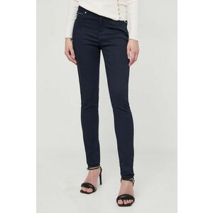 Morgan pantaloni femei, culoarea albastru marin, mulata, medium waist imagine