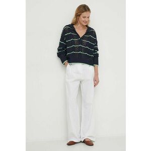 Barbour pantaloni din in culoarea alb, drept, high waist imagine