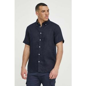 Les Deux camasa de in culoarea albastru marin, cu guler button-down, regular imagine