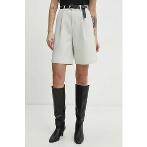 Answear Lab pantaloni scurti femei, culoarea bej, neted, high waist imagine