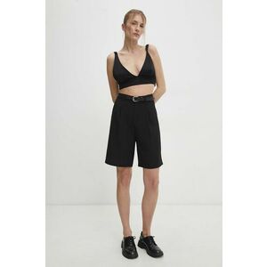 Answear Lab pantaloni scurti femei, culoarea negru, neted, high waist imagine