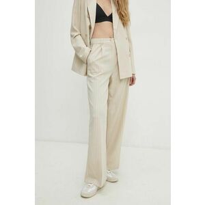 Answear Lab pantaloni femei, culoarea bej, lat, high waist imagine