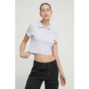 Tommy Jeans tricou polo femei, culoarea violet DW0DW18315 imagine