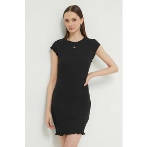 Tommy Jeans rochie culoarea negru, mini, mulată DW0DW17927 imagine