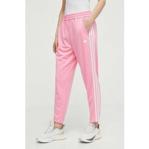 adidas Performance pantaloni de antrenament Training Essentials culoarea roz, cu imprimeu IS3968 imagine