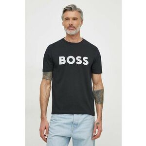 BOSS Green tricou din bumbac bărbați, culoarea bleumarin, cu imprimeu 50512866 imagine