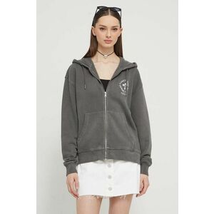 Tommy Jeans hanorac de bumbac femei, culoarea gri, cu glugă, imprimeu DW0DW17954 imagine