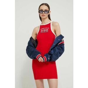 Tommy Jeans rochie Archive Games culoarea roșu, mini, mulată DW0DW18544 imagine