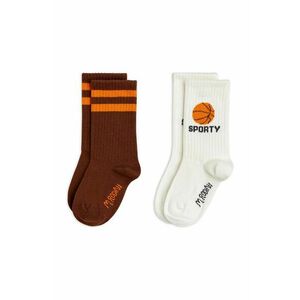 Mini Rodini șosete copii 2-pack 2-pack Basketball culoarea maro imagine