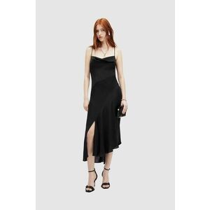 AllSaints rochie UNA culoarea negru, midi, drept imagine