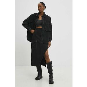 Answear Lab fusta jeans culoarea negru, midi, drept imagine