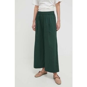 Weekend Max Mara pantaloni de bumbac culoarea verde, lat, high waist 2415130000000 imagine