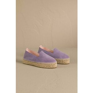 Manebi espadrile din piele intoarsa Hamptons Double Sole Espadrilles culoarea violet, cu platforma, R 6.3 D0 imagine