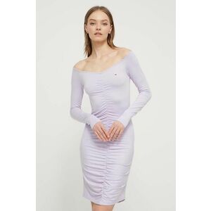 Tommy Jeans rochie culoarea violet, mini, mulată DW0DW17939 imagine