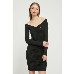 Tommy Jeans rochie culoarea negru, mini, mulată DW0DW17939 imagine